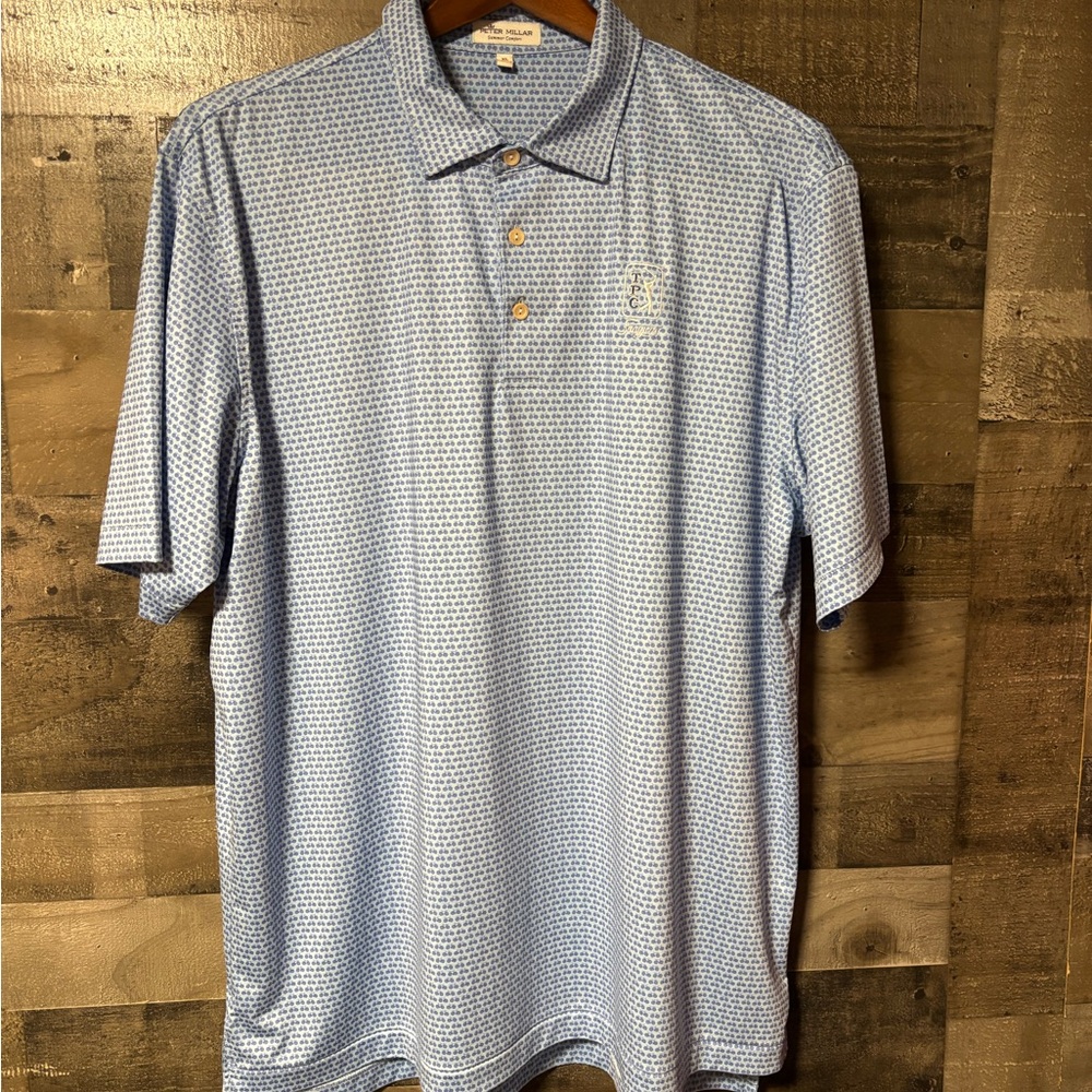 Peter Millar Light Blue Micro-Pattern Polo